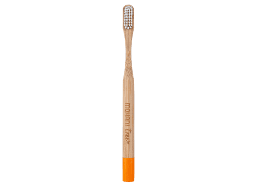 Bambusowa szczoteczka do zębów Mohani – pomarańczowa, włosie miękkie
